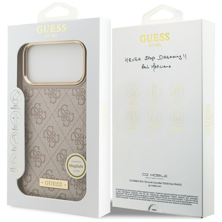 Etui Guess 4G Logo Plate MagSafe do      iPhone 17 Pro Max różowy