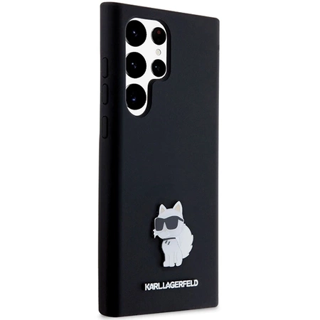 Etui Karl Lagerfeld Silicone Choupette Metal Pin na Samsung Galaxy S23 Ultra - czarne