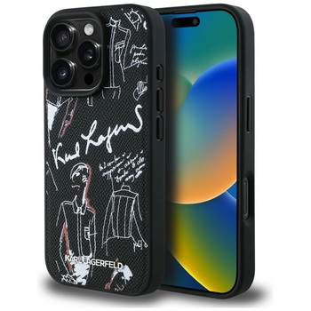 Etui Karl Lagerfeld Grained Pattern &    Logo MagSafe do iPhone 16 Pro czarny