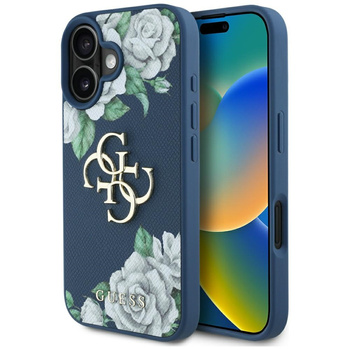 GUESS ETUI CASE GRINED ROSES DO IPHONE 16 4G LOGO WYSOKIEJ OCHRONY