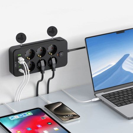 TECH-PROTECT LISTWA ZASILAJĄCA PC6X6 DO 3 USB 3 TYPE-C 6 GNIAZD 200CM