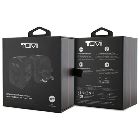 TUMI TUTA20WMSLK Travel Adapter 20W      USB-C / 2xUSB-A czarny/black