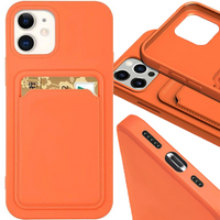 Card Case silikonowe etui portfel z kieszonką na kartę dokumenty do iPhone 12 Pro Max pomarańczowy