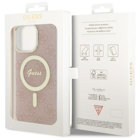 Etui Guess GUHMP14XH4STP na iPhone 14 Pro Max 6.7" - różowe 4G MagSafe