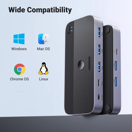 UGREEN PRZEŁĄCZNIK SWITCH USB 3.0 2-IN-4 DO KOMPUTERA LAPTOPA KONTROLA DUAL
