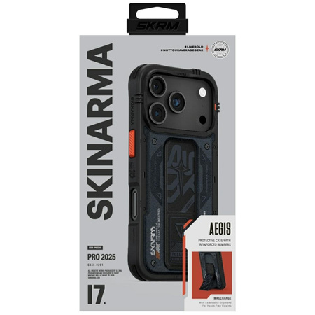 Etui Skinarma Aegis do iPhone 17 Pro     Magnetic Charging + Grip Stand granatowy