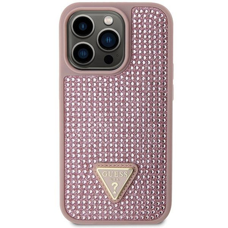 Etui Guess GUHCP14LHDGTPP na iPhone 14 Pro - różowe Rhinestone Triangle