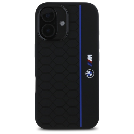 BMW ETUI HARDCASE DO IPHONE 16 6.1 DO MAGSAFE SILIKONOWE HEXAGON BLUE LINE