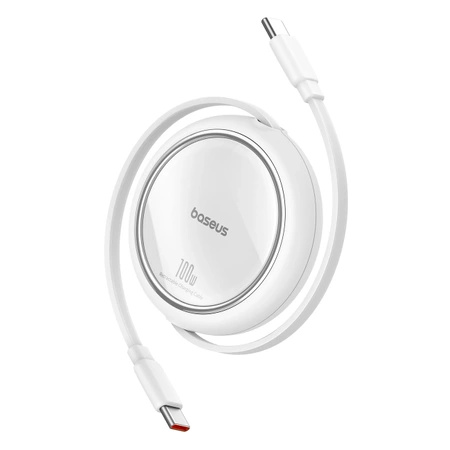 Kabel wysuwany Baseus Free2Draw Mini USB-C - USB-C 100W 1m - biały