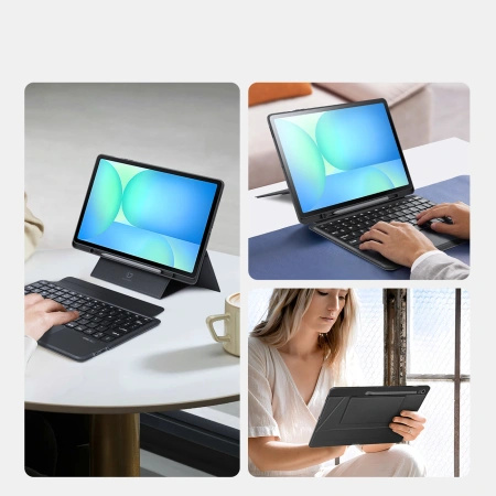 Etui z klawiaturą Dux Ducis (DK series) na Samsung Tab S10 FE+ (Plus) z podświetleniem - czarna