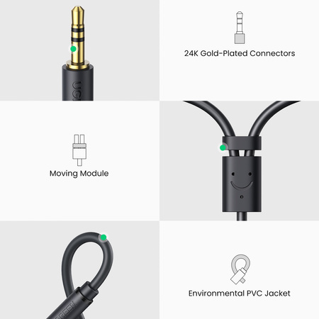 Ugreen przejściówka adapter jack 6,35 mm (męski) na RCA (żeński) złoty (AV169 80731)