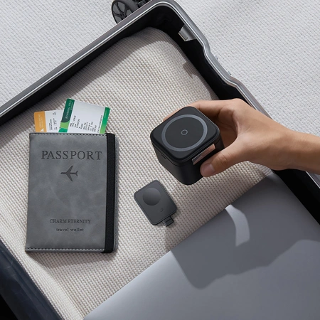 Ładowarka indukcyjna Baseus MagPro 3w1 25W kompatybilna z MagSafe do telefonu i smartwatcha - czarna