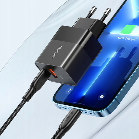 Ładowarka do telefonu Mcdodo, Szybka,  USB, USB-C, 20W, do Iphone, uniwersalna, czarna