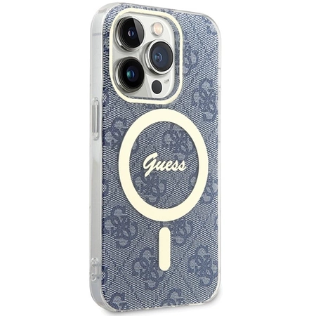 Etui Guess IML 4G MagSafe na iPhone 15 Pro - niebieskie