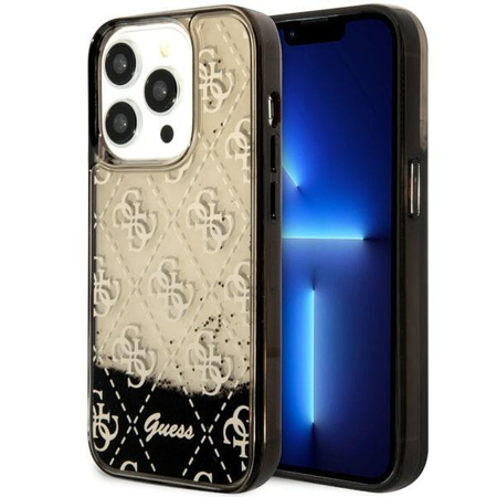 Etui Guess GUHCP14LLC4PSGK na iPhone 14 Pro - czarne Liquid Glitter 4G Transculent