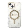Guess zestaw ładowarka MagSafe + etui do iPhone 14 Plus 6,7" białe Marble (GUBPP14MHMEACSH)