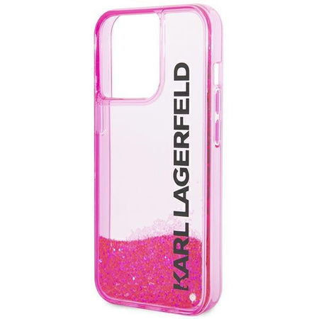 Etui Karl Lagerfeld KLHCP14LLCKVF na iPhone 14 Pro - różowe Liquid Glitter Elong
