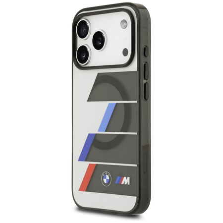 Etui BMW M IML Metal Buttons Tricolor    Lines MagSafe do iPhone 17 Pro Max antracyt