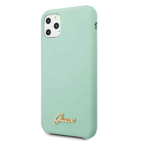 GUESS ETUI HARD CASE DO IPHONE 11 PROZIELONY SILIKONOWE LOGO VINTAGE GOLD