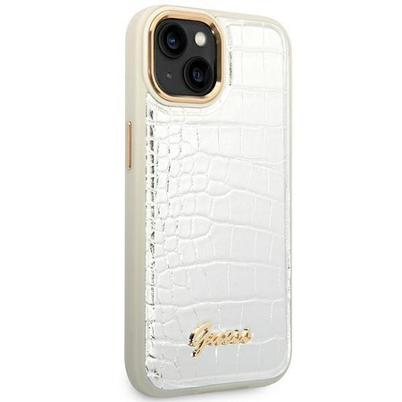 Guess GUHCP14SHGCRHS iPhone 14 6,1" srebrny/silver hardcase Croco Collection