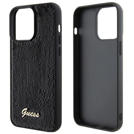 Etui Guess Sequin Script Metal na iPhone 15 Pro Max - czarne