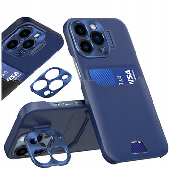Leather Stand Case etui Samsung Galaxy S23 Ultra pokrowiec portfel na kartę z podstawką niebieskie