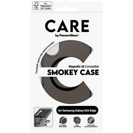 Etui CARE by PanzerGlass Flagship Urban Combat Black QI na Samsung Galaxy S25 Edge - półprzezroczyste