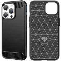 HURTEL ETUI CARBON CASE DO IPHONE 14 PRO POKROWIEC ELASTYCZNY NA TYŁ ŻELOWY