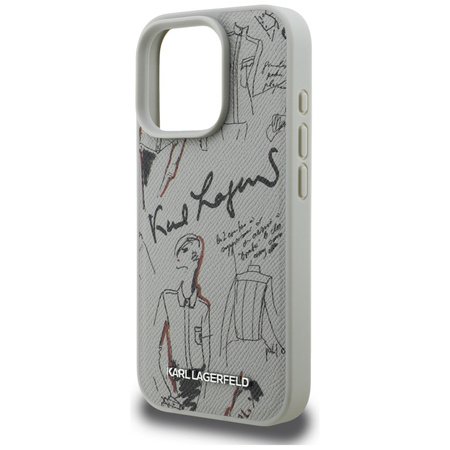Etui Karl Lagerfeld Grained Pattern &    Logo MagSafe do iPhone 16 Pro szary