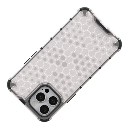 HURTEL ETUI HONEYCOMB DO IPHONE 13 PRO MAX Z ŻELOWĄ RAMKĄ ANTYWSTRZĄSOWE