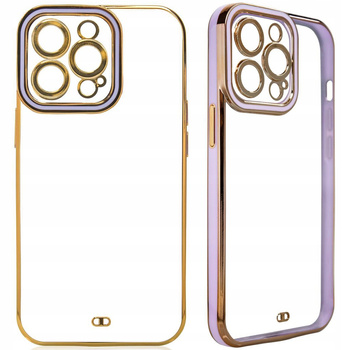 Fashion Case etui do Samsung Galaxy A12 5G żelowy pokrowiec ze złotą ramką fioletowy