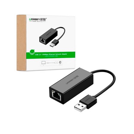 Ugreen zewnętrzna karta sieciowa RJ45 - USB 2.0 100 Mbps Ethernet czarny (CR110 20254)