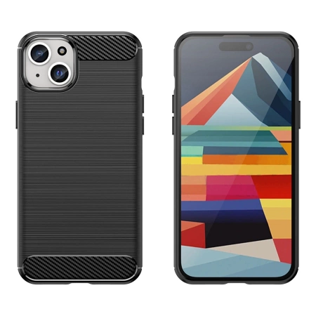 Elastyczne etui wzór karbon do iPhone 15 Plus Carbon Case - niebieskie