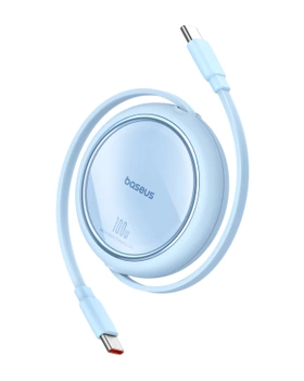 Kabel wysuwany Baseus Free2Draw Mini USB-C - USB-C 100W 1m - niebieski