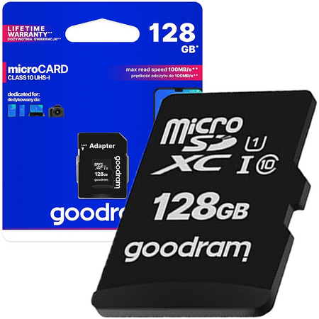 Goodram Microcard 128 GB karta pamięci micro SD XC UHS-I class 10, adapter SD (M1AA-01280R12)