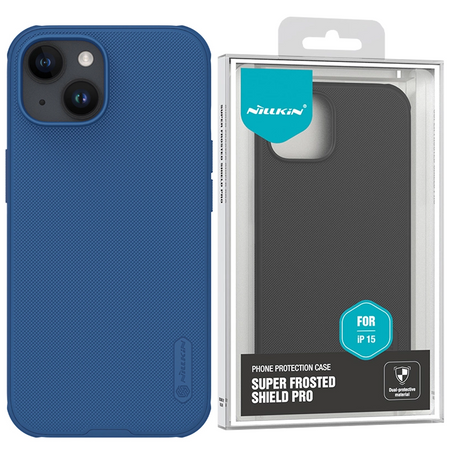 Wzmocnione etui do iPhone 15 Plus Nillkin Super Frosted Shield Pro - niebieskie