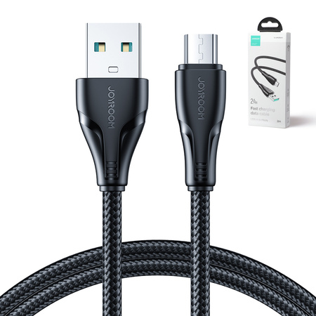 Joyroom kabel USB - micro USB 2.4A Surpass Series do szybkiego ładowania i transferu danych 2 m czarny (S-UM018A11)