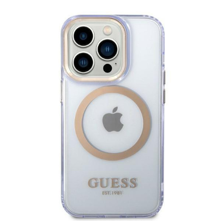 Etui Guess GUHMP14LHTCMU na iPhone 14 Pro purpurowy/purple Gold Outline Translucent MagSafe
