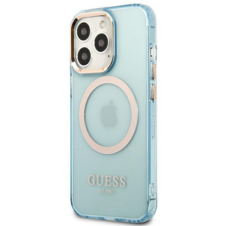 Guess GUHMP13LHTCMB iPhone 13 Pro / 13 6,1" niebieski/blue hard case Gold Outline Translucent MagSafe