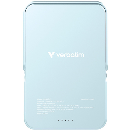 Powerbank Verbatim Charge n Go 10000mAh  z podstawką Magnetic Wireless niebieski 32266