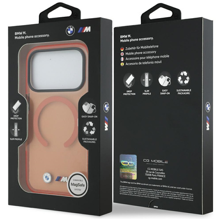 Etui BMW M IML Metal Logos MagSafe do    iPhone 17 Pro pomarańczowy