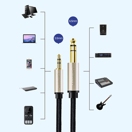 Ugreen kabel przewód audio TRS mini jack 3,5mm - jack 6,35mm 1m szary