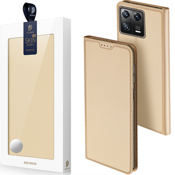Dux Ducis Skin Pro etui Xiaomi 13 pokrowiec z klapką portfel na kartę podstawka złote