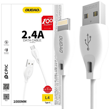 Dudao przewód kabel USB / Lightning 2.4A 1m biały (L4L 1m white)