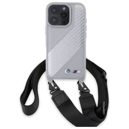 BMW BMHCP16L23PSCCG iPhone 16 Pro 6.3   szary/grey hardcase M Edition Carbon Stripe & Strap