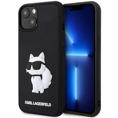 Etui Karl Lagerfeld KLHCP14M3DRKHNK na iPhone 14 Plus 6.7" - czarne Rubber Choupette 3D