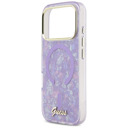 Etui Guess IML Shell Script Metal MagSafe do iPhone 17 Pro Max fioletowy