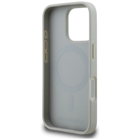 Etui Karl Lagerfeld Grained Pattern &    Logo MagSafe do iPhone 16 Pro Max szary