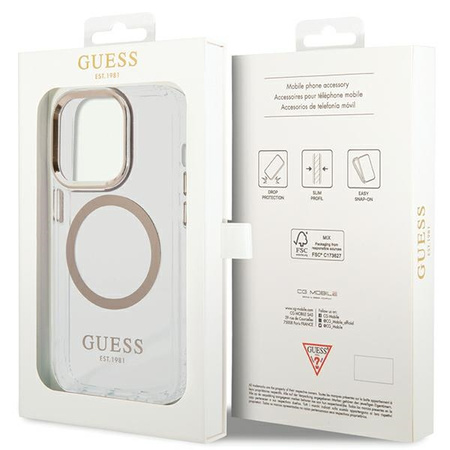 Guess GUHMP15XHTRMD iPhone 15 Pro Max6.7 złoty/gold hard case Metal Outline Magsafe