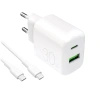 PURO ŁADOWARKA 30W DO TELEFONÓW USB-A USB-C 1.2M KABEL Z ŁADOWANIEM SZYBKIM